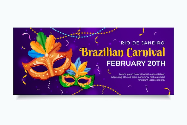 Realistic brazilian carnival horizontal banner