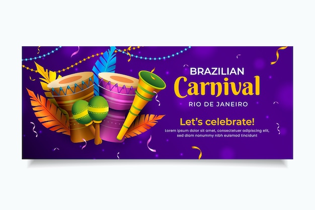 Realistic brazilian carnival horizontal banner