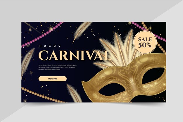 Realistic brazilian carnival horizontal banner