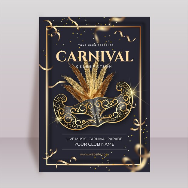 Realistic brazilian carnival vertical poster template