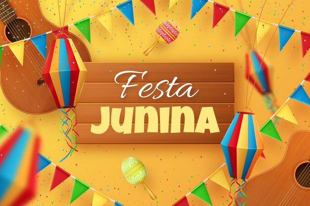 Realistic brazilian festas juninas background