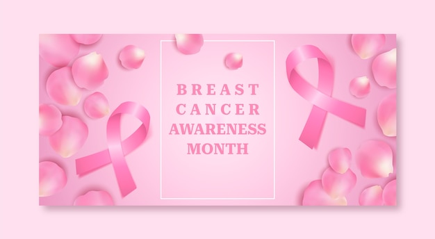 Free Vector realistic breast cancer awareness month horizontal banner template