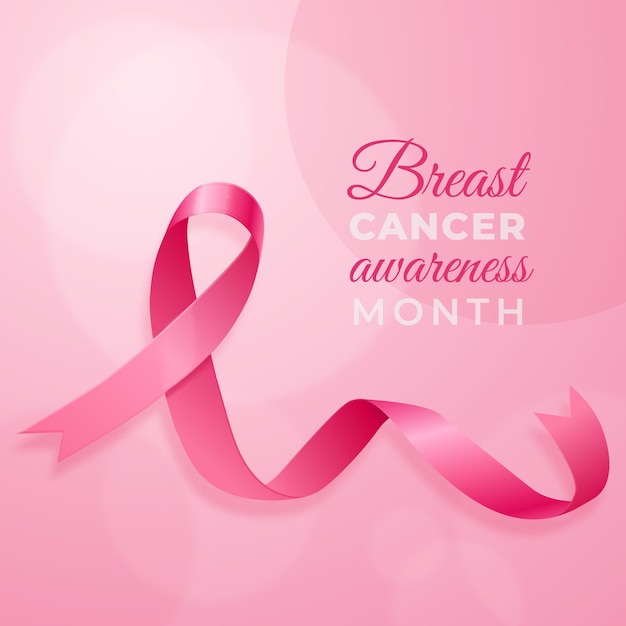 Realistic breast cancer awareness month illustration