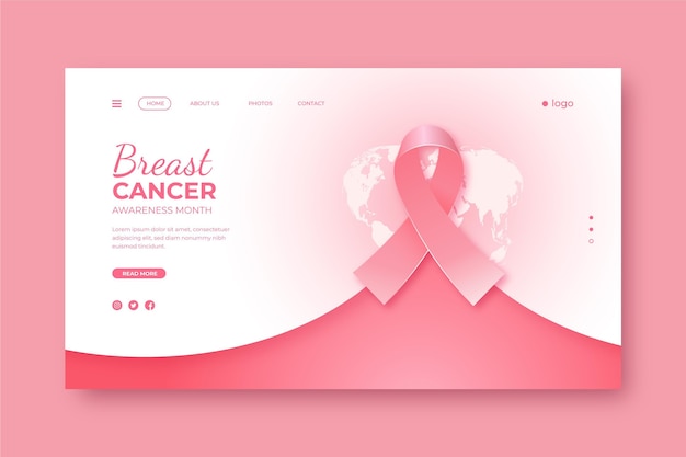 Free Vector realistic breast cancer awareness month landing page template