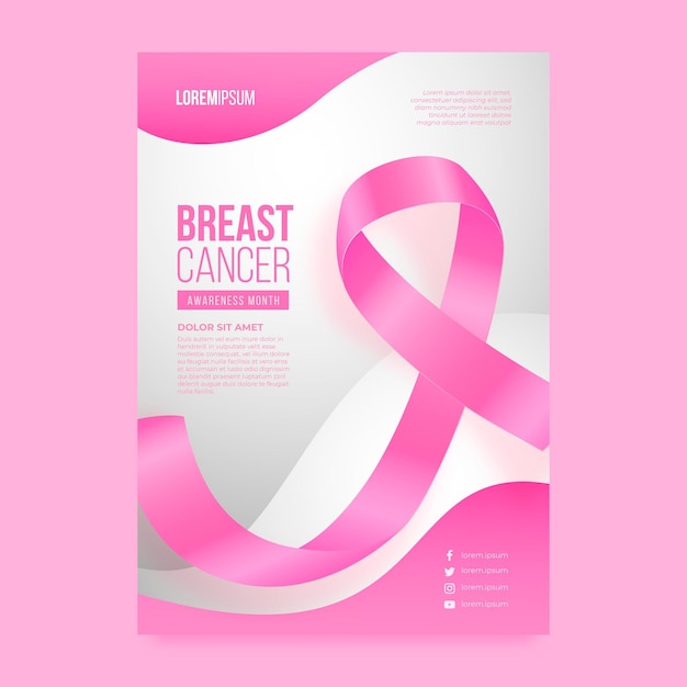 Realistic breast cancer awareness month vertical poster template