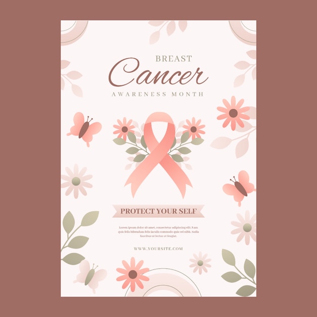 Free Vector realistic breast cancer awareness month vertical poster template