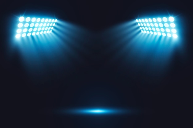 Realistic bright stadium arena lights