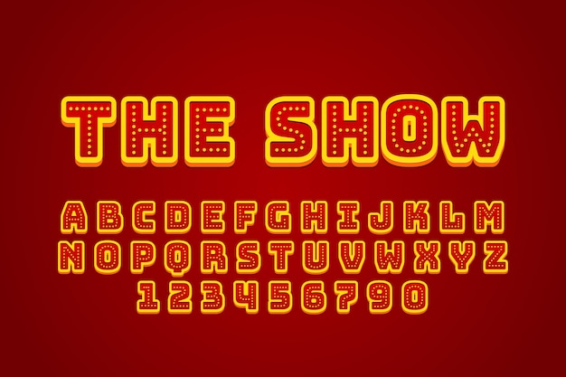 Realistic broadway font text effect