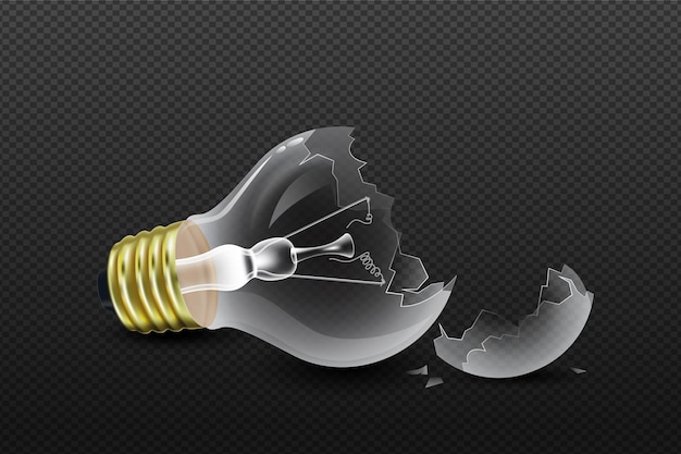 Free Vector realistic broken light bulb