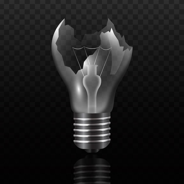 Free Vector realistic broken light bulb