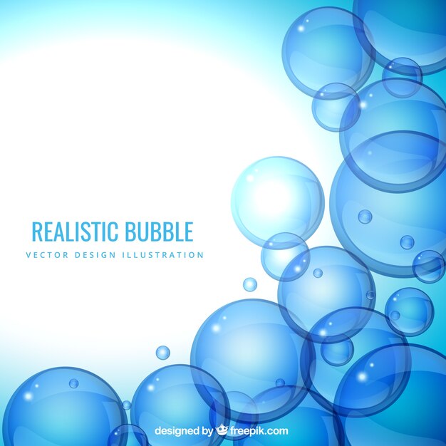 Realistic bubbles background in blue tones