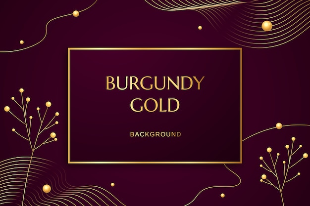 Realistic burgundy and gold background