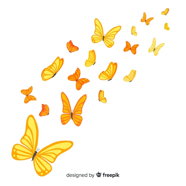 Free Vector realistic butterflies flying illustration