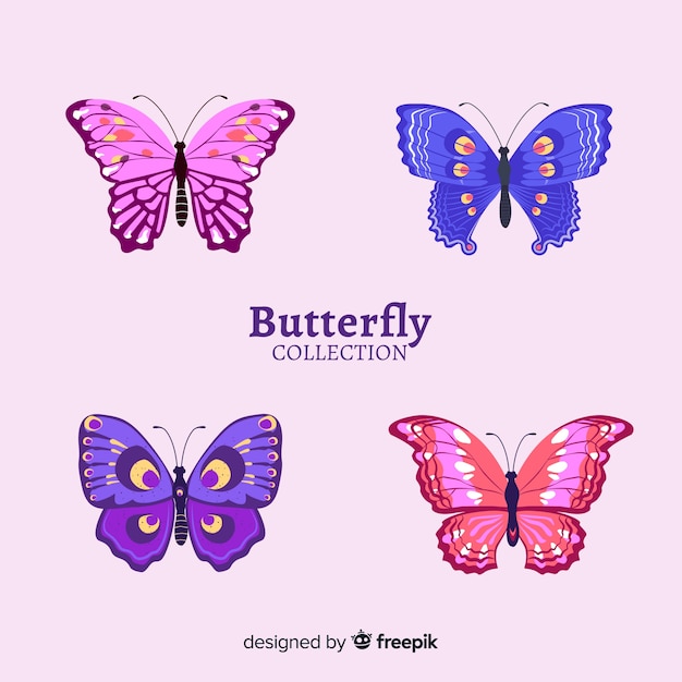 Realistic butterfly collection