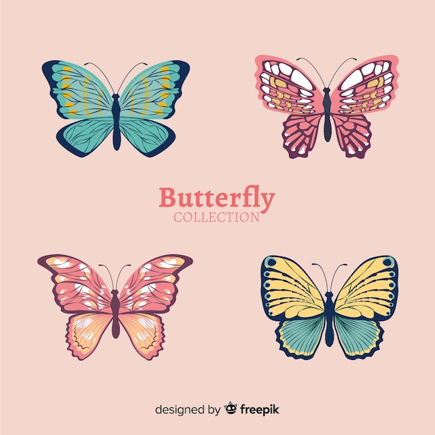 Realistic butterfly collection