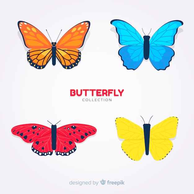 Free Vector realistic butterfly pack