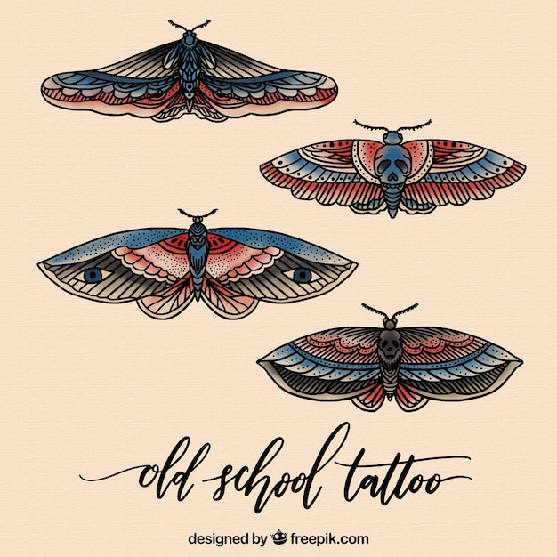 Free vector realistic butterfly tattoos pack