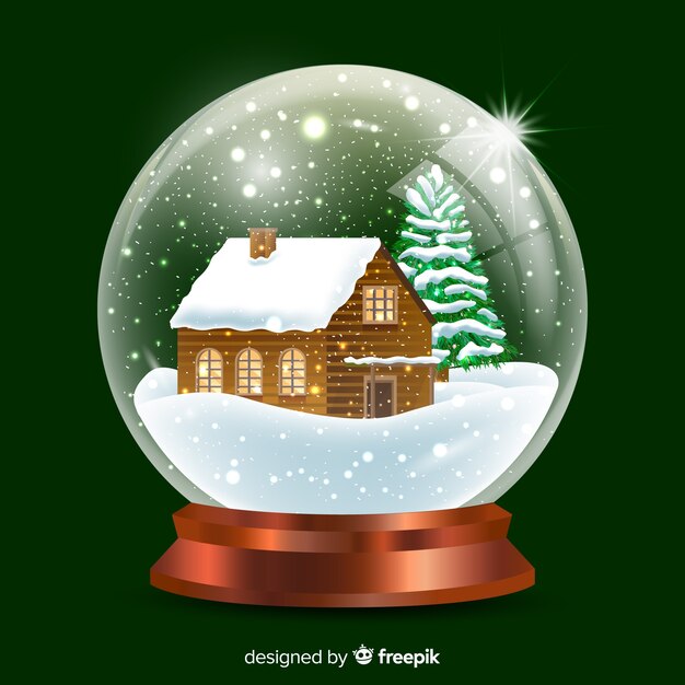 Free Vector realistic cabin christmas snowball