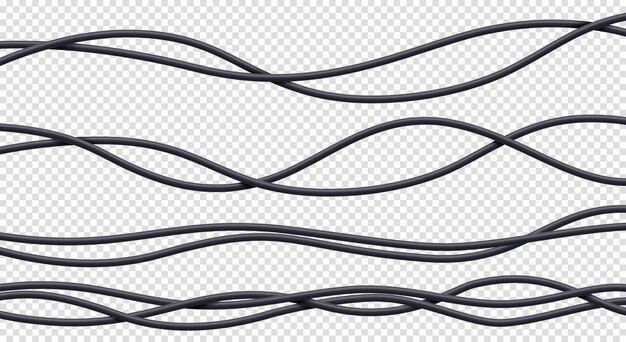 Realistic cables set flexible electrical wires