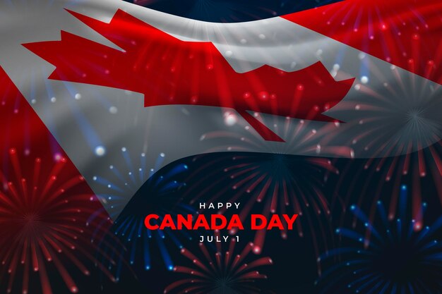 Free Vector realistic canada day background with flag