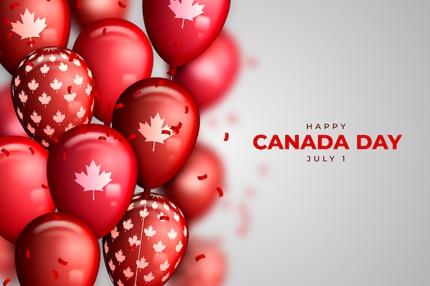 Free Vector realistic canada day balloons background