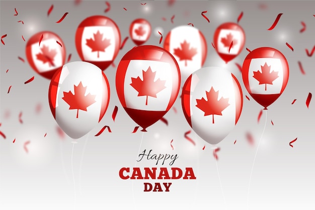 Free Vector realistic canada day balloons background