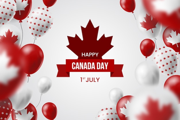 Free Vector realistic canada day balloons background