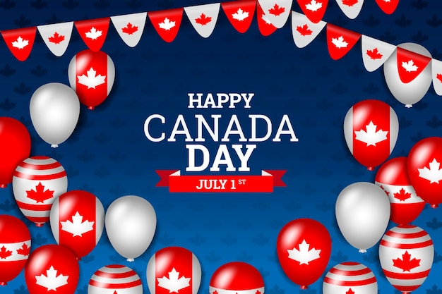 Free Vector realistic canada day balloons background