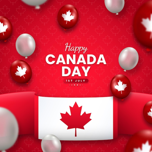 Free vector realistic canada day balloons background