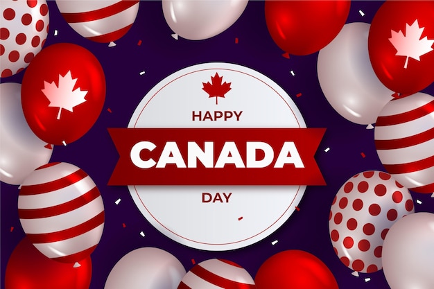 Realistic canada day balloons background