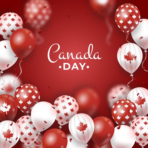 Realistic canada day balloons background