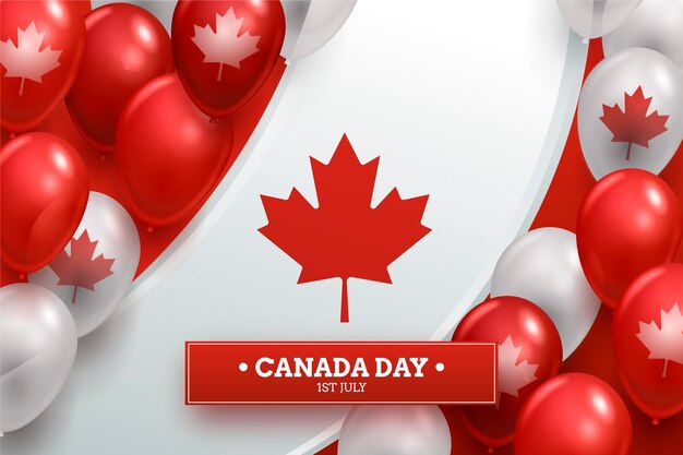 Realistic canada day balloons background