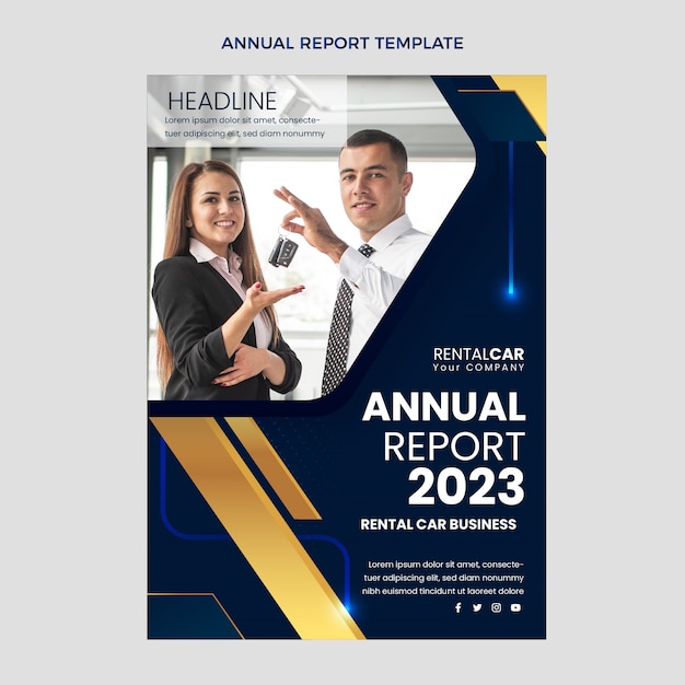 Realistic car rental annual report template