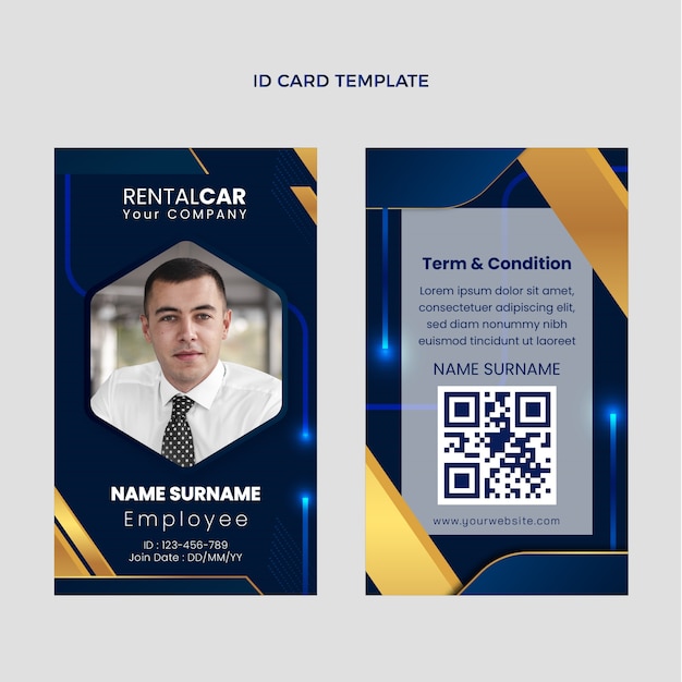 Realistic car rental id card template