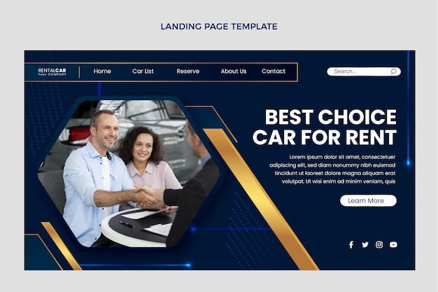 Free Vector realistic car rental landing page template