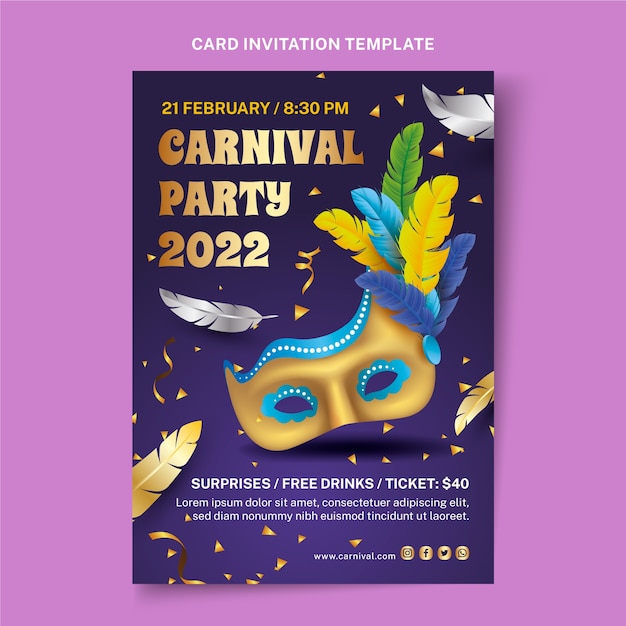 Realistic carnival invitation template