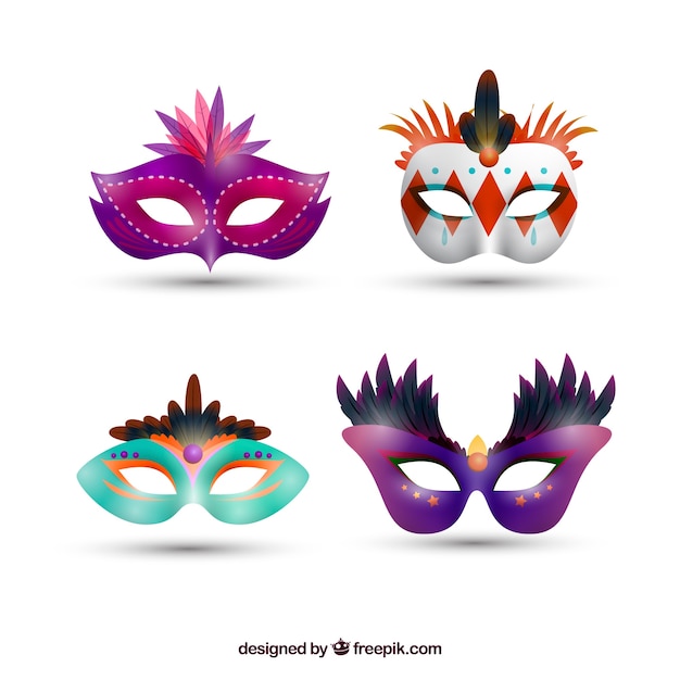 Free Vector realistic carnival mask collection