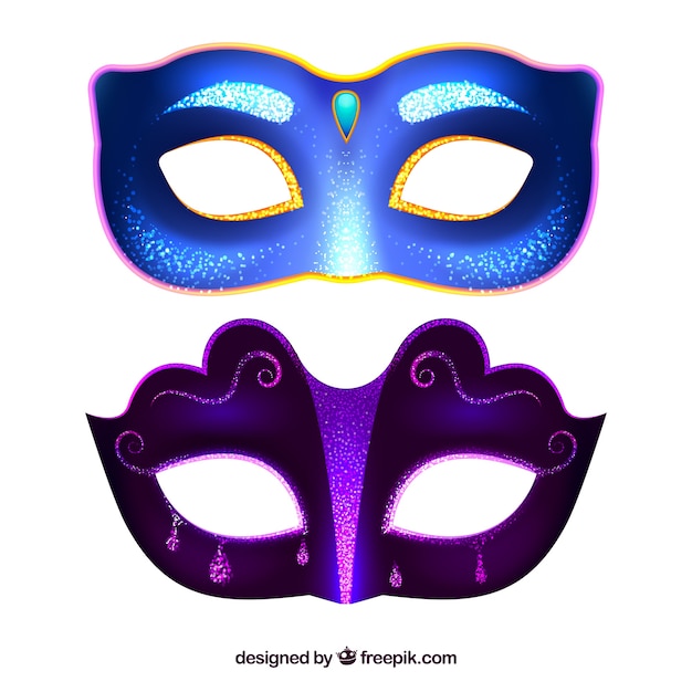 Free Vector realistic carnival mask collection