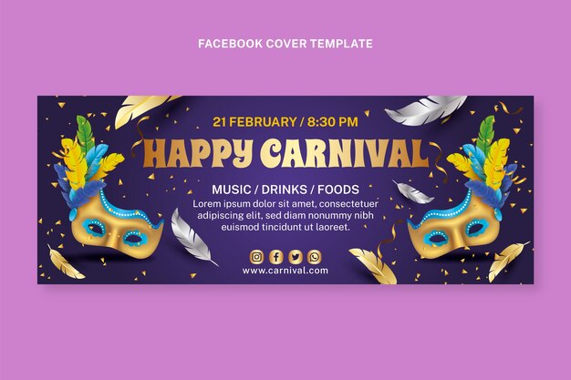 Realistic carnival social media cover template