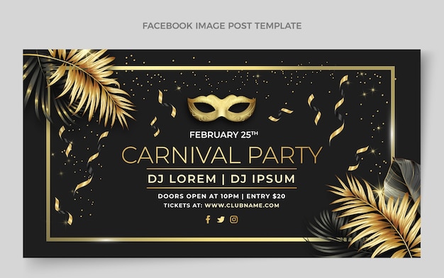 Realistic carnival social media post template