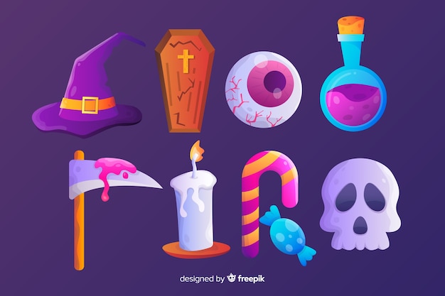 Realistic cartoon halloween element collection