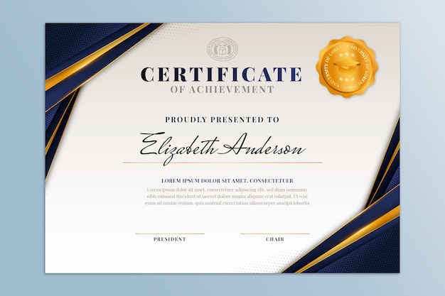 Realistic certificate template