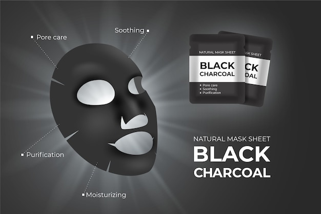 Free Vector realistic charcoal sheet mask ad