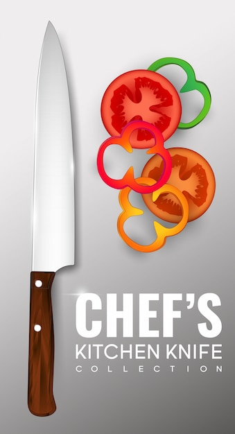 Free Vector realistic chef knife poster