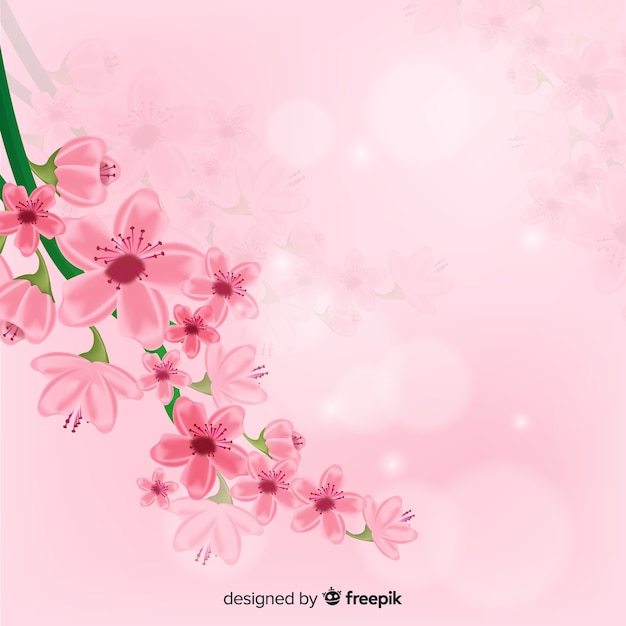 Realistic cherry blossom branch background