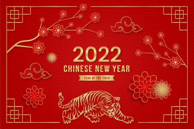 Realistic chinese new year background