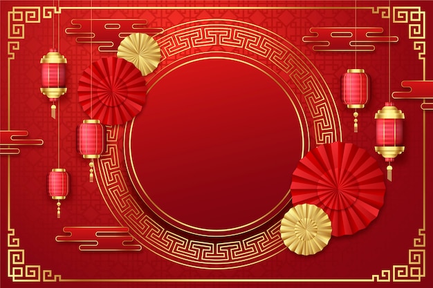 Realistic chinese new year background