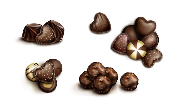 Free Vector realistic chocolate candies set