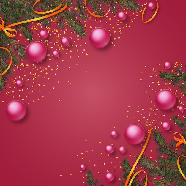 Realistic christmas background frame with copy space