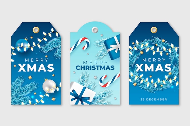 Realistic christmas badges collection